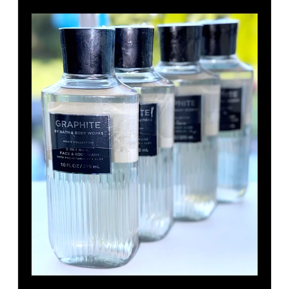 Bath & Body Works 10 fl oz GRAPHITE for Men 3-in-1 Hair Face Body Wash Gel x4